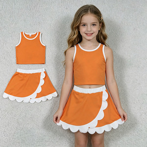 Robe décontractée en coton pour bébé fille, taille US, tenue quotidienne pour enfants, bords festonnés, nouveaux designs, jupes-culottes pour petites filles, tenues pour sœurs - Product Image 1