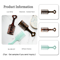 Rétro personnalisé acétate de cellulose écaille de tortue grande dent large peigne à cheveux en forme d'os de poisson peigne à main en gros