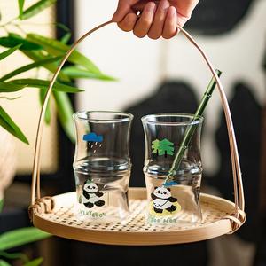 Taza de <span class=keywords><strong>cristal</strong></span> de bambú, taza de agua de Panda <span class=keywords><strong>gigante</strong></span> de dibujos animados divertidos, taza de leche de café creativa para el hogar - Product Image 3