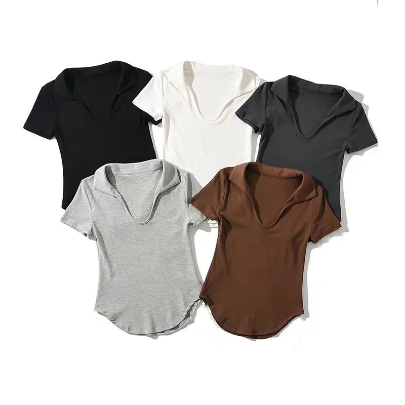 여름 새로운 디자인 힙합 티셔츠 반소매 티셔츠 팜므 인쇄 맞춤형 여성용 폴로 셔츠