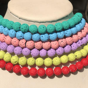 Perles de pierre de lave volcanique en caoutchouc naturel 4MM-10MM en rouge bleu jaune blanc pour la fabrication de bijoux bracelet à bricoler soi-même vente en gros - Product Image 6
