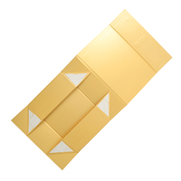 Boîte cadeau magnétique pliable rectangulaire dorée avec ruban en satin et nœud, logo personnalisé, emballage de luxe haut de gamme