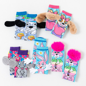 Chaussettes pour enfants en polyester avec oreilles en peluche / nez d'éléphant, chaussettes hautes pour enfants unisexes, mignonnes, pour toutes les saisons - Product Image 2