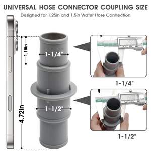 Raccord de tuyau universel, adaptateur de tuyau d'eau de 1,25 pouces et 1,5 pouces pour outils de nettoyage de piscine - Product Image 1