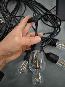 Luces colgantes alimentadas por energía solar Edison A60 S14 E27 patio trasero café jardín gazebo LED al aire libre festón luces de cadena - Product Image 2