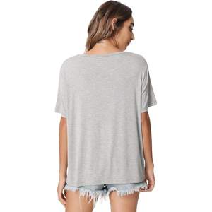 Chemise de nuit à manches courtes en viscose de bambou pour femme, haut de détente doux, t-shirt extensible, tailles S-XL - Product Image 3