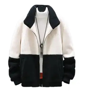 DOVEN OEM Manufacturer Customized Color Block Men's Coat Casual Jacket Loose Polar Fleece Plus Size