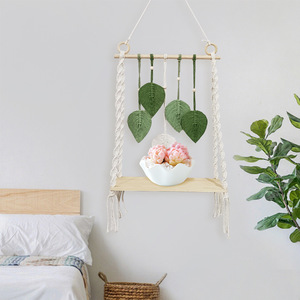 Estante de <span class=keywords><strong>tapiz</strong></span> de algodón con estampado bohemio tejido a mano, colgante de <span class=keywords><strong>pared</strong></span> con borlas de hojas ecológicas <span class=keywords><strong>para</strong></span> habitación de niños, <span class=keywords><strong>pared</strong></span> de salón - Product Image 3