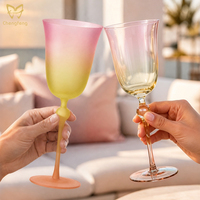 Verres à vin colorés 430 ml, gobelets à pied dégradé Ombre, verres à champagne mats givrés effet coucher de soleil pour bar, mariage, fête