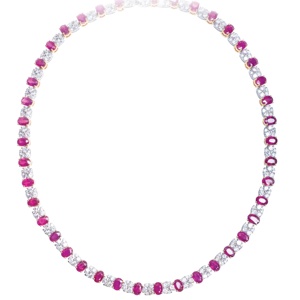Cổ Điển Hình Tròn Ruby Với Moissanite 925 Sterling Silver Tennis Necklace - Product Image 1
