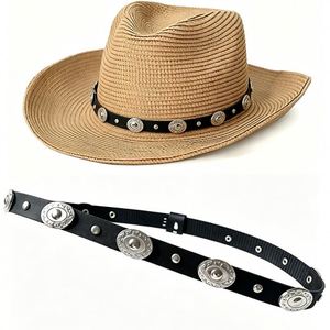 Style Western Cowboy Straw <b>Hat</b> <b>Band</b> Leather Straps for <b>Hats</b> Decoration Party <b>Hat</b> Accessory - Product Image 1