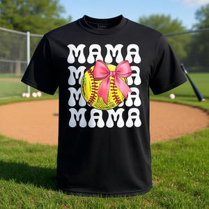Camiseta Softball Mama con diseño de lazo rosa para mamá y aficionada - Product Image 3