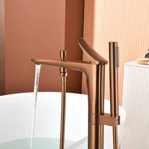 Luxury Modern A-level Brass Floor Standing Bathtub Faucet Hotel Chrome Black Gold Gun Gray Bathtub Shower Set - Product Image 2