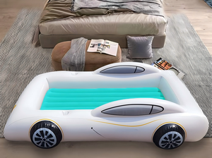 White Car Shaped Kids <b>Inflatable</b> Travel Bed for Toddlers Camping Home Car Use - Product Image 3
