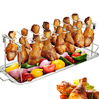 Grille de rôtissage pour poulet en acier inoxydable de qualité alimentaire à 14 fentes pour la préparation de fêtes et la cuisson au barbecue au restaurant
