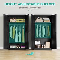 Armoire en acier robuste de grande capacité avec serrure de sécurité et étagères internes réglables pour chambre à coucher