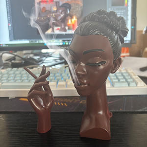 Brûleur d'encens en résine tête africaine-Sculpture de femme fumeuse, décor d'aromathérapie, cadeau unique pour la maison, figurine d'art de bureau - Product Image 3