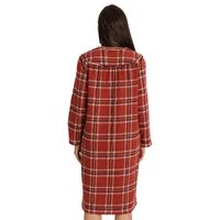 Peignoir en flanelle 100% coton pour femmes Snap-Front House Coat Duster Robe avec poches Red Buffalo Plaid Long Sleepwear