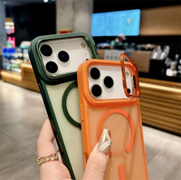 Metal Lens Kickstand Magnetische Draadloze Oplaad Mobiele Telefoonhoes voor iPhone 18 Pro Max Anti-vingerafdruk Matte Stootbestendige Cover
