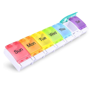 Portable 7 Days Travel Plastic Rainbow Vintage Pill Organizer Storage Container Box