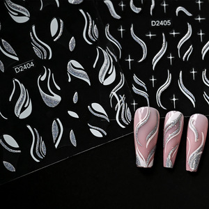 Autocollants Français 3D Métallique Paillettes Ligne Nail Art Adhésif Bande Incurvée Or <span class=keywords><strong>Argent</strong></span> Transfert Slider <span class=keywords><strong>Manucure</strong></span> Decal - Product Image 4
