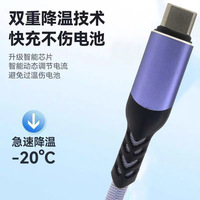 Kabel Pengisi Daya Ponsel Tunggal 1m Warna Ungu Muda dengan Pelindung Anyaman Nilon Tipe-C