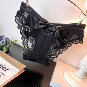String en dentelle, culotte sexy de style européen et américain, grande nœud papillon pour femme, dos ajouré, culotte confortable en soie glacée, érotique - Product Image 5