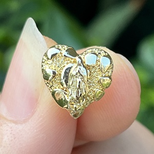 Boucles d'oreilles en forme <span class=keywords><strong>de</strong></span> cœur, bijoux <span class=keywords><strong>de</strong></span> créateur, boucles d'oreilles Vierge <span class=keywords><strong>Marie</strong></span>, boucles d'oreilles hip hop plaquées or, boucles d'oreilles à clous en forme <span class=keywords><strong>de</strong></span> nugget - Product Image 4