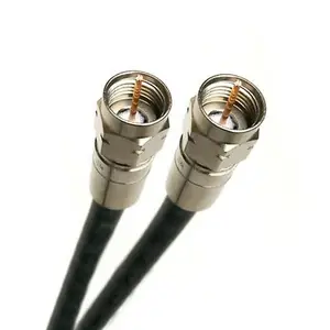 Conector de cabo coaxial, 16 anos 100 pés branco preto rg6 conector com conectores à prova d' água tv por satélite