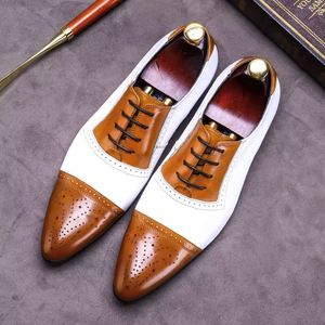 Luxury Wedding Men's <b>Pointed</b> Toe Lace-Up Formal Shoes Bridegroom Business Suit Anti-Slip Breathable Lightweight Patchwork - Product Image 3