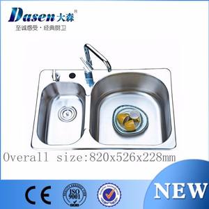 Fregadero Dasen DS8252B acabado pulido de laboratorio fregadero de cocina de acero inoxidable 201/304 <span class=keywords><strong>cubas</strong></span> inox fregadero de doble cuenco sin grifo - Product Image 3