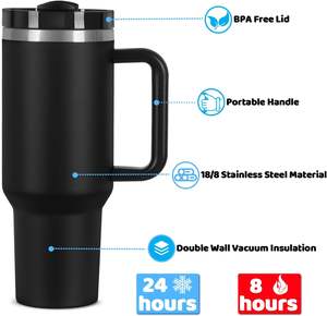 Venta al por mayor a granel 30oz vaso de doble pared 304 vasos de vacío de acero inoxidable de viaje con mango y pajita - Product Image 5