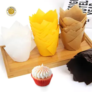 Personnalisé imprimé sulfurisé décoration de gâteau de cuisson en papier tulipe cupcake liners