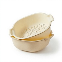 Passoire PP double couche avec bassin pour fruits et légumes, panier d'égouttage, 3 tailles, couvercle inversé, grande cuisine, vente en gros