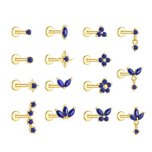 Anting-anting Helix Titanium G23 ASTM F136 Terbaru dengan Batu Alam, Ulir Dalam, Aksesoris Perhiasan untuk Wanita - Product Image 1