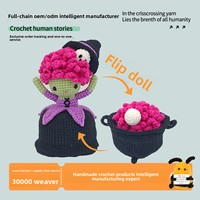 Poupée Sorcière Réversible en Crochet Créative, Bestseller Transfrontalier, Figurine en Fil Acrylique de Dessin Animé, Décoration de Bureau, Cadeau