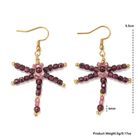 Boucles d'oreilles créoles en perles de pierres précieuses, breloque cœur, style romantique coquette, faites à la main, motif raisin, bijoux bohèmes, cadeau unique