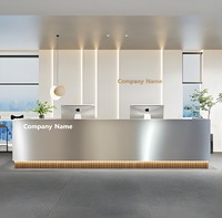 Mostrador de Servicio CR200 en Forma de I, Estilo Moderno, Madera MDF, Contorno Ondulado, Mostrador de Bienvenida para Vestíbulo de Hotel y Centro de Spa
