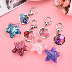 Cute Cartoon Custom Mini Star Acrylic Moving Liquid Quicksand Keychain <b>Floating</b> Pendant Liquid Key Ring - Product Image 1
