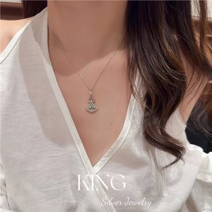KING <b>Silver</b> Jewelry S925 Sterling <b>Silver</b> <b>Necklace</b> Geometric Pendant Women's Party Fashion Jewelry <b>Set</b> - Product Image 3