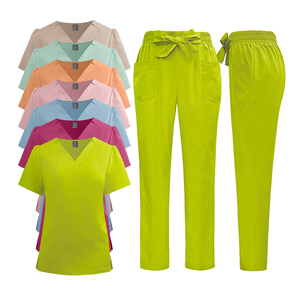 Nouvelle mode de vente en gros d'uniformes chirurgicaux bon marché ensembles de soins infirmiers conçus pour le haut de l'épaule avec un pantalon droit et une ficelle à nœud - Product Image 3