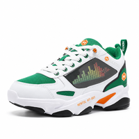 Sneakers Chunky à Panneau Transparent avec Égaliseur Graphique, Vert et Blanc, Color Block, à Lacets, Style Rétro Dad Shoes pour les Amateurs de Musique