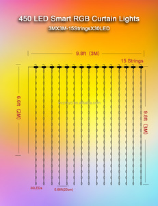 Không thấm nước Cổ Tích đèn phòng ngủ Đảng trang trí nội thất Đèn vòng hoa USB 5V lễ hội thông minh Bluetooth RGB cửa sổ Rèm dẫn đèn dây - Product Image 6