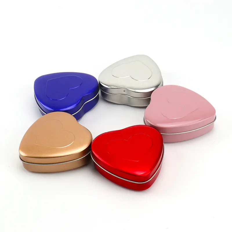 Дешевый готовый к отправке многоцветный контейнер для шоколада без печати подарочный контейнер чистый цвет коробка в форме сердца жестяная упаковка