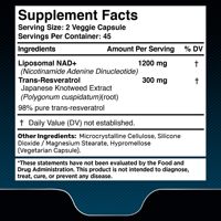 Supplément NAD de marque privée 1500mg Supplément liposomal NAD + avec Resveratrol NAD Plus Capsules Supplément stimulant