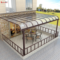 Cubierta Impermeable con Marco de Aluminio Blanco para Estacionamiento de Autos, Patio, Paneles de Policarbonato, Toldo para Piscina y Cochera, Protección Contra la Lluvia