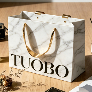 Sacs en papier kraft brun personnalisés avec logo, pour emballages cadeaux, restauration rapide, à emporter, avec poignée - Product Image 5