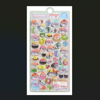 Pegatinas Decorativas 3D de Epoxi con Alto Brillo Transparente, Calcomanías en Relieve de Burbujas con Diseños de Dibujos Animados de Bosque, Oso, Pingüino y Frutas para Cuadernos, Tazas y Adornos