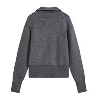 Ensemble femme 2026 : Nouveau haut tricoté décontracté à col montant et fermeture éclair + pantalon tricoté rétro à taille élastique pour femme