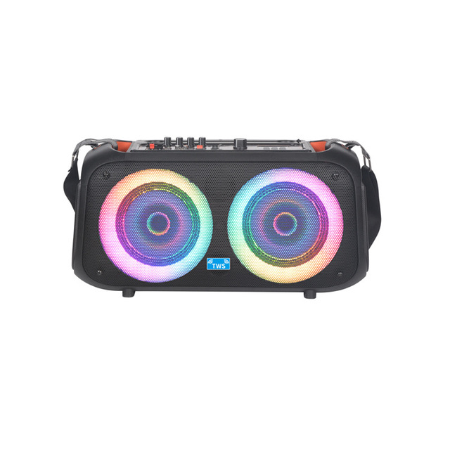 Guangzhou Huadu Factory's Mini Portable Outdoor Bluetooth Speaker 6.5inch Q68 with RGB LED Lighting Ring Wholesale